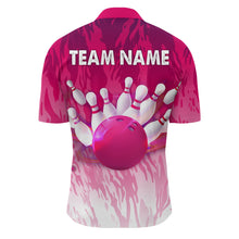 Load image into Gallery viewer, Pink Bowling Shirt For Men Couple Bowling Jersey Team Custom Bowling Quarter-Zip Shirt BDT341