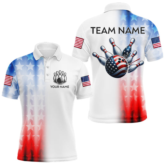 Patriotic Bowling Shirt Custom Bowling Jersey Men Women Team Bowling Polo 1/4 Zip Shirt MBL46