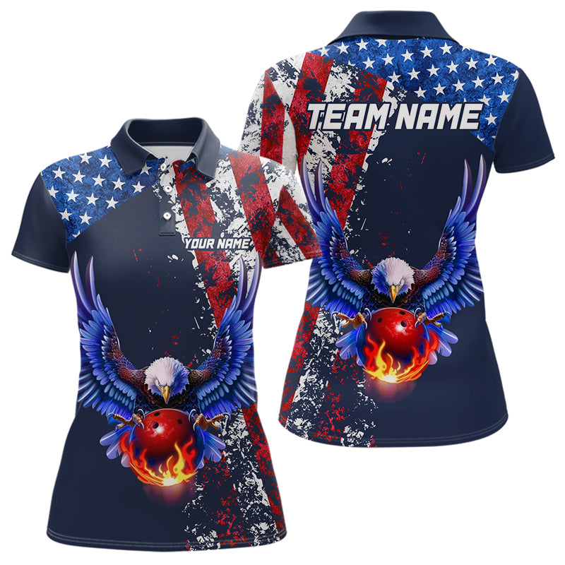 Custom US Flag Eagle Bowling Shirts American Bowling Jersey Men Women Patriotic MBL74