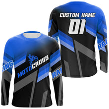 Load image into Gallery viewer, Motocross Racing Dirt Bike Jersey Blue Upf30+ Motorcycle Shirt For Kid Men Women XM317