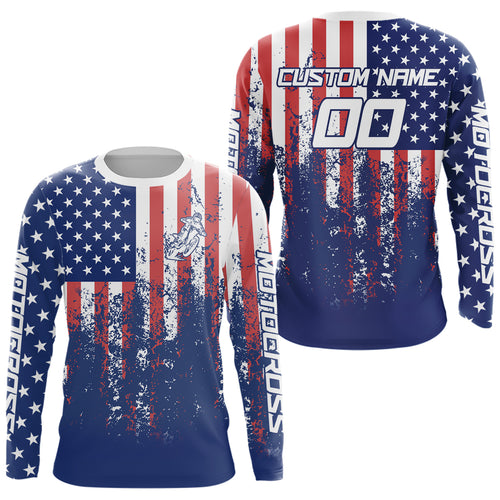 American Flag Motocross Jersey Custom Patriotic Dirt Bike Shirt for Kid Men Women XM332
