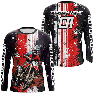 Motocross Racing Jersey Upf30+ Dirt Bike Jersey Motorcycle Off-Road Shirt Red XM312