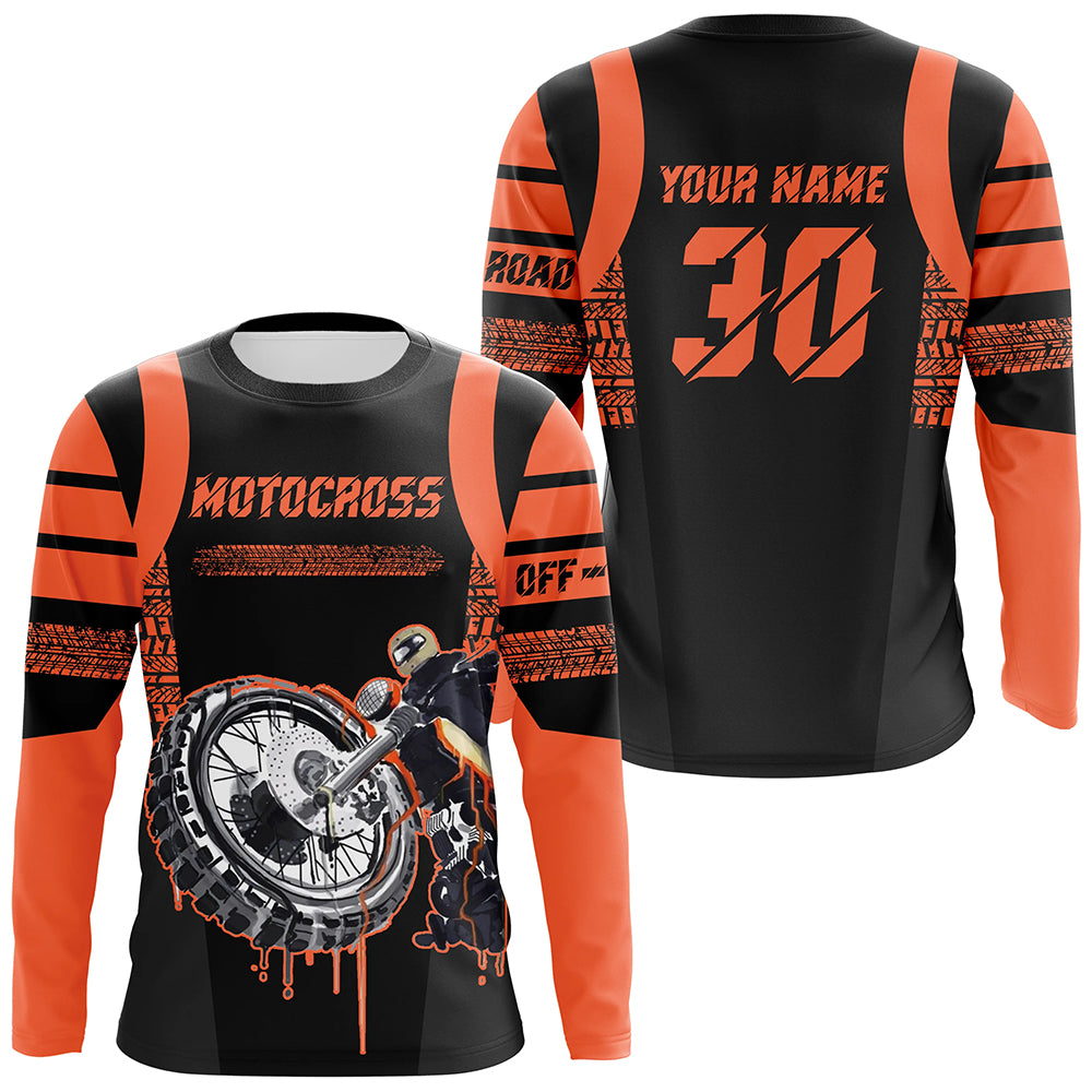 Orange Motocross Jersey Dirt Bike Off-Road Shirt UPF30+ Racing Motorcycle Long Sleeves XM25