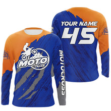 Load image into Gallery viewer, Personalized Motocross Jersey UPF30+ Dirt Bike Off-Road Kid Men Women Motocross Shirt Orange Blue XM18