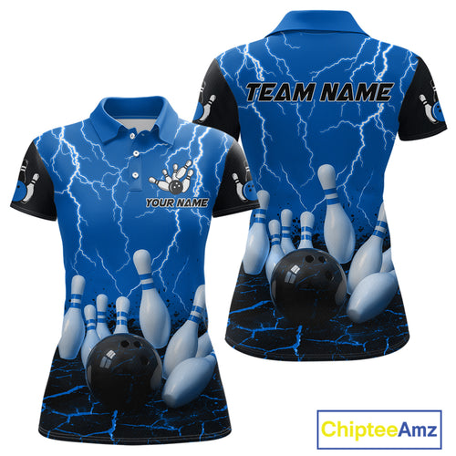 Blue Thunder Lightning & Lava Bowling Shirt for Men Women Team Bowling Jersey MBL92