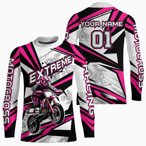 Pink Dirt Bike Racing Jersey Upf30+ Motocross Shirt Men Kid Women Off-Road Jersey XM279