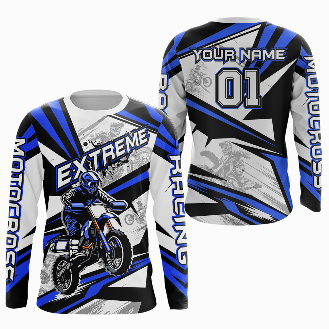 Blue Dirt Bike Racing Jersey Upf30+ Motocross Shirt Men Kid Women Off-Road Jersey XM279