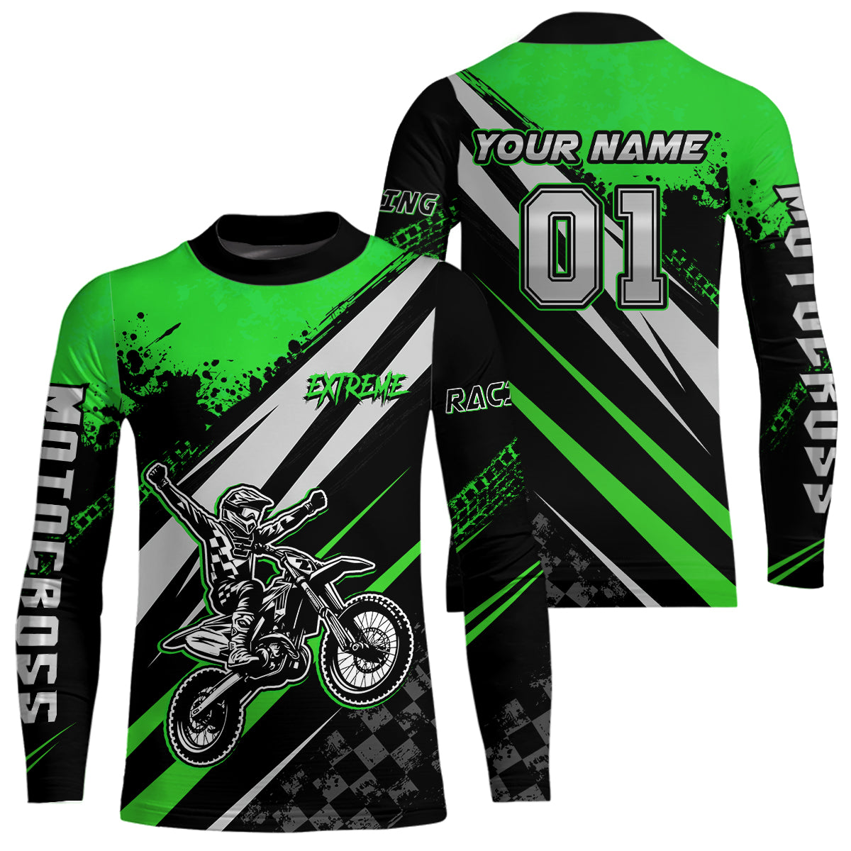 Dirt Bike MX Racing Jersey Green Upf30+ Motocross Shirt Women Kid Off-Road Shirt XM280
