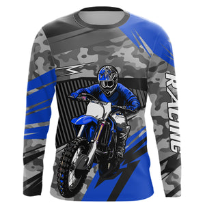 Motocross Racing Jersey Blue Upf30+ Dirt Bike Off-Road Shirt Motorcycle Kid Men Women XM282