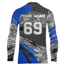 Load image into Gallery viewer, Motocross Racing Jersey Blue Upf30+ Dirt Bike Off-Road Shirt Motorcycle Kid Men Women XM282