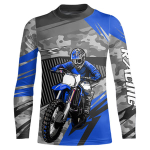 Motocross Racing Jersey Blue Upf30+ Dirt Bike Off-Road Shirt Motorcycle Kid Men Women XM282