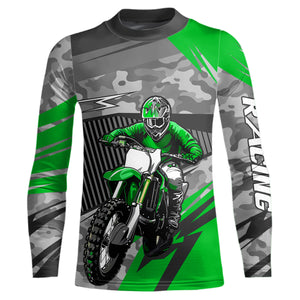 Motocross Racing Jersey Green Upf30+ Dirt Bike Off-Road Shirt Motorcycle Kid Men Women XM282