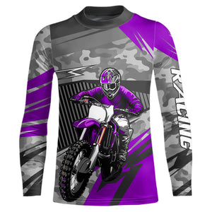 Motocross Racing Jersey Purple Upf30+ Dirt Bike Off-Road Shirt Motorcycle Kid Men Women XM282