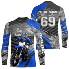 Load image into Gallery viewer, Motocross Racing Jersey Blue Upf30+ Dirt Bike Off-Road Shirt Motorcycle Kid Men Women XM282