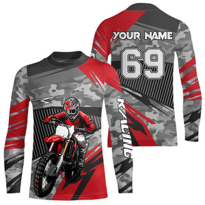 Motocross Racing Jersey Red Upf30+ Dirt Bike Off-Road Shirt Motorcycle Kid Men Women XM282