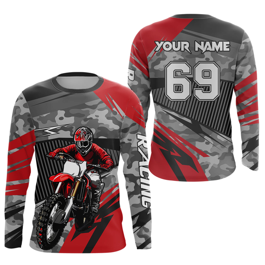 Motocross Racing Jersey Red Upf30+ Dirt Bike Off-Road Shirt Motorcycle Kid Men Women XM282