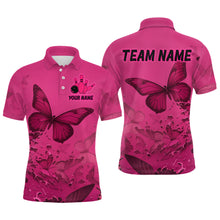 Load image into Gallery viewer, Pink Butterflies Bowling Shirts for Women Men Team Custom Bowling Polo and 1/4 Zip MBL121