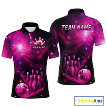 Load image into Gallery viewer, Custom Pink Galaxy Bowling Shirts for Women Men Bowling Jersey for Team Bowl Outfit MBL124