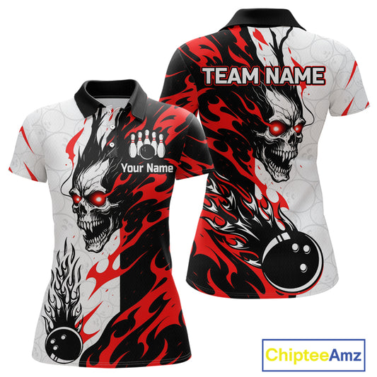Custom Skull Bowling Shirts for Men Women Team Bowling Polo & Quarter Zip Shirts MBL148