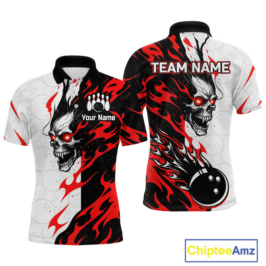 Custom Skull Bowling Shirts for Men Women Team Bowling Polo & Quarter Zip Shirts MBL148
