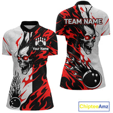 Load image into Gallery viewer, Custom Skull Bowling Shirts for Men Women Team Bowling Polo &amp; Quarter Zip Shirts MBL148