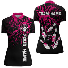 Load image into Gallery viewer, Custom Pink Bowling Shirts Funny Bowling Jersey for Men Women Team Polo&amp;1/4 Zip MBL44
