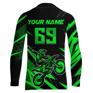 Motocross Jersey Kid Men Women Upf30+ Green Racing Dirt Bike Shirt Off-Road Motorcycle XM286