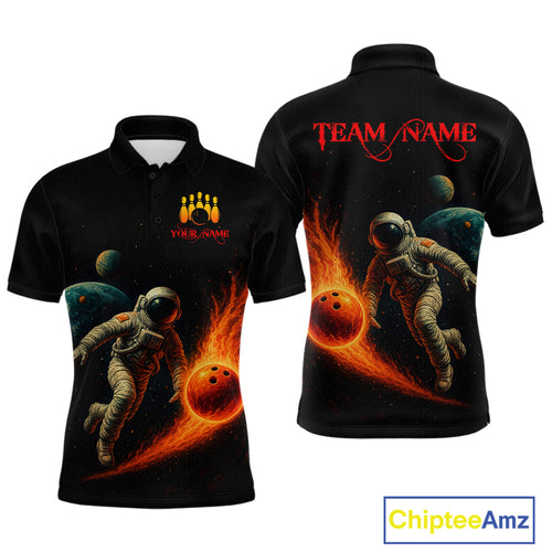 Astronaut Bowling Shirts for Women Men Team Custom Galaxy Bowling Polo and 1/4 Zip MBL171
