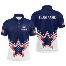 Load image into Gallery viewer, Custom Patriotic Golf Polo Shirt White and Blue Golf Shirts for Men Women Team MMG35