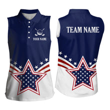 Load image into Gallery viewer, Custom Patriotic Golf Polo Shirt White and Blue Golf Shirts for Men Women Team MMG35