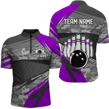 Load image into Gallery viewer, Purple Camo Bowling Shirts for Women Men Custom Team Bowling Polo &amp; 1/4 Zip Shirt MBL61