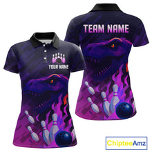 Load image into Gallery viewer, Dinosaur Purple Bowling Shirts for Men Women Custom Team Bowling Jerseys for Bowlers MBL133