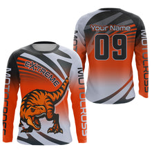 Load image into Gallery viewer, Orange Dinosaur Motocross Racing Jersey Custom Dirt Bike Shirt for Kid Women XM374