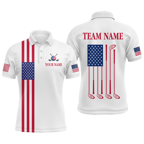 American Flag Golf Polo Shirt Custom Patriotic Golf Shirts for Men Women Team MMG46