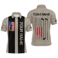 Load image into Gallery viewer, Custom Patriotic Golf Polo Shirt for Men Women Team Golf Shirts Brown and Black MMG47