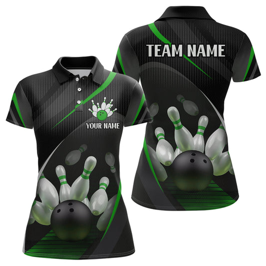 Green Bowling Shirts for Men Women Team Custom Bowling Polo & Quarter Zip Shirt MBL71