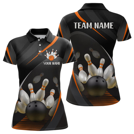 Orange Bowling Shirts for Men Women Team Custom Bowling Polo & Quarter Zip Shirt MBL71