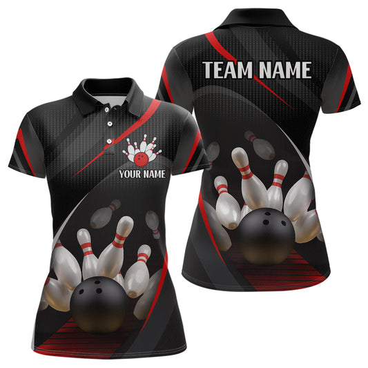 Red Bowling Shirts for Men Women Team Custom Bowling Polo & Quarter Zip Shirt MBL71