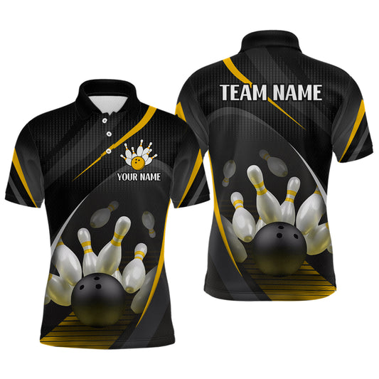 Yellow Bowling Shirts for Men Women Team Custom Bowling Polo & Quarter Zip Shirt MBL71