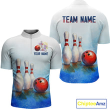 Load image into Gallery viewer, Watercolor Blue Bowling Shirts for Men Women Team Bowling Jersey for Bowlers MBL142