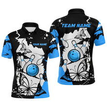 Load image into Gallery viewer, Custom Blue Butterflies Bowling Shirt for Men Women Team Bowling Polo&amp;Quater Zip MBL76