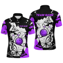 Load image into Gallery viewer, Custom Purple Butterflies Bowling Shirt for Men Women Team Bowling Polo&amp;Quater Zip MBL76
