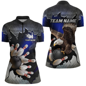 Custom Eagle Blue Bowling Shirt for Men Women Team Eagle Bowling Jersey Shirts MBL77