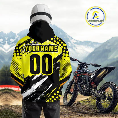 Custom Yellow ATV Motocross Hoodie for Men Women Quad Shirt ATV Riding Hoodie MHATV20