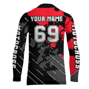 Motocross Racing Jersey Red Upf30+ Motorcycle Dirt Bike Jersey Off-Road Shirt Men Kid Women XM298