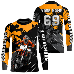 Motocross Racing Jersey Orange Upf30+ Motorcycle Dirt Bike Jersey Off-Road Shirt Men Kid Women XM298