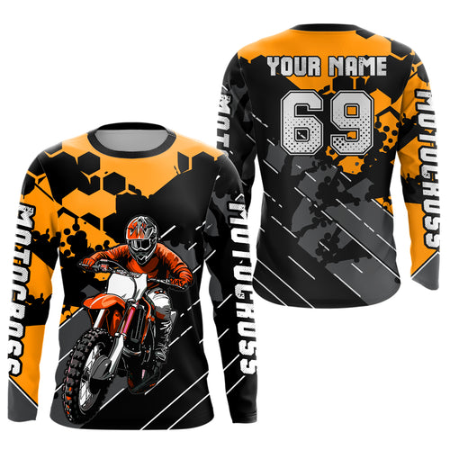 Motocross Racing Jersey Orange Upf30+ Motorcycle Dirt Bike Jersey Off-Road Shirt Men Kid Women XM298