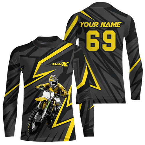 Custom Motocross Racing Jersey Yellow Dirt Bike Shirt Kid Men Women Off-road Shirt XM305