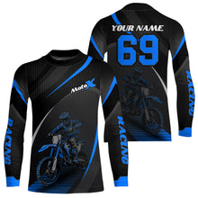 Load image into Gallery viewer, Motocross Racing Jersey Blue Dirt Bike Shirt Off-road Riding Jersey Kid Men Women XM306