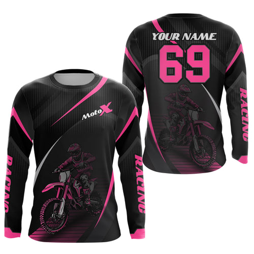 Motocross Racing Jersey Pink Dirt Bike Shirt Off-road Riding Jersey Kid Men Women XM306